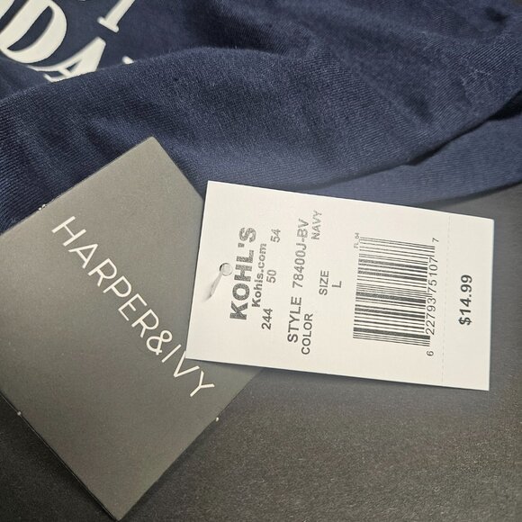 Harper & Ivy L Dark Blue "Not Today" long sleeve T-Short, 95% Cotton, 5% Spandex - Picture 5 of 7